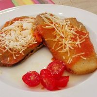 eggplants 'escalope' with tofu cheese at New Vita Restaurant in Sabadell