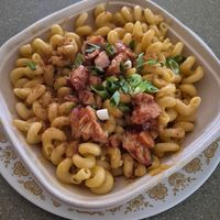 BBQ Chicken Mac at Plant Based Coneys in Ypsilanti