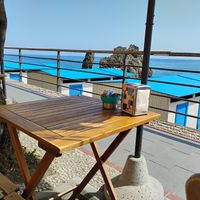 Overlooks beach at Bar Lo Spuntino in Monterosso Al Mare