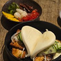 Tofu bao and pickled vegetables side at The Bowl Ramen & Izakaya in San Diego