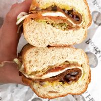 Amazing Herbivores Butcher meat and cheese sandwich  at Muffin Top Bakery in Redlands