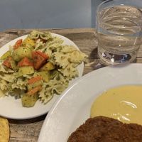 Pasta salad with soja patties   at UniCafe Kaivopiha in Helsinki
