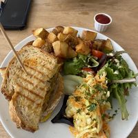 Seitan toastie with chips at Black Cat in East London