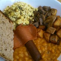 vegan english breakfast, 23.4.16 at Black Cat in East London