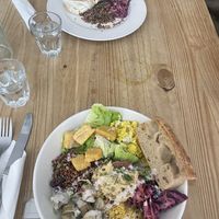 Salad bowl and burrito   at Black Cat in East London