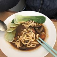 The noodle soup  at Black Cat in East London