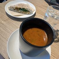 Spicy bean and quinoa soup + tofu bread  at RIX - Caffeine in Marupe