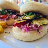Vegan bao buns at Perigiali Sea Food Restaurant in Rhodes