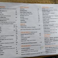 Menu at The Garden House in North London