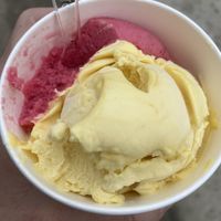Mango and raspberry combo  at Gelato Nevao in Minca