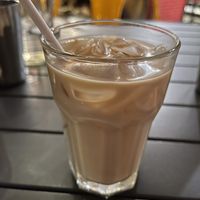 Iced almond milk masala chai   at Pondicheri in Houston