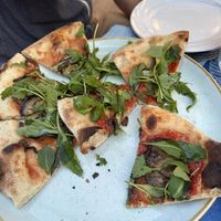 Vegetarian pizza without cheese   at Mezzaluna in Levanto