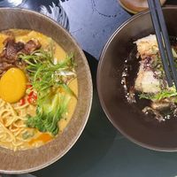 Laksa on L and Agedashi tofu on R  at Gnostic in Makati