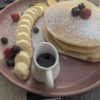 Vegan pancakes (ask for maple syrup instead of honey) at Bitter in Tirana