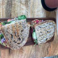 Beetroot hummus toastt  at PLANT SHACK - Palma City in Mallorca