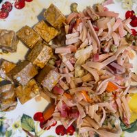 Tempeh, noodles  at La Pentola Vegana in Monza