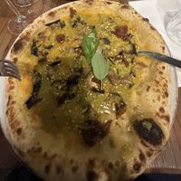 Yellow Tomate puree, Pesto, Pistazien, sun-dried Tomato and Aubergine   at Ristorante Pizzeria La Ragazza in Milan