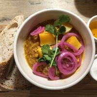 Vegan Dahl with soy yoghurt  at Le Pain Quotidien in Liege