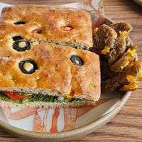 Pesto Focaccia Sandwich at Canvas V in New Delhi