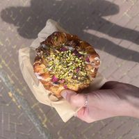 Rose and pistacchio pastry  at Margo's Amsterdam Bellamy - Oud-West in Amsterdam