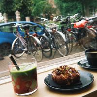 iced raspberry matcha   at Margo's Amsterdam Bellamy - Oud-West in Amsterdam