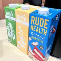 Plant milks. He recommends pea milk saying it was most neutral    at Margo's Amsterdam Bellamy - Oud-West in Amsterdam
