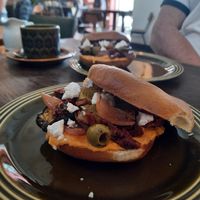 Roasted Mediterranean Vegetable Bagel at The Garden in Hexham