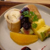 Crepe and fruit (Western-style vegan breakfast) at Hotel Mazarium in Morioka