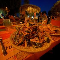 Huge delicious salad  at Tranquilo in Santorini