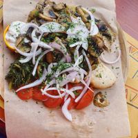 Mushroom gyro at Tranquilo in Santorini