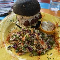 Veggie Burger (vegan)  at Tranquilo in Santorini