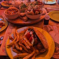 Falafel in pitta and Greek Thali at Tranquilo in Santorini