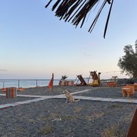 seating on the beachh  at Tranquilo in Santorini