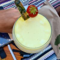Pina colada at Tranquilo in Santorini