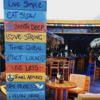Think Global, Act Local; love it!  at Tranquilo in Santorini