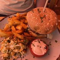 Vegan burger   at Tranquilo in Santorini