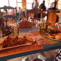 Tacos and burger   at Tranquilo in Santorini