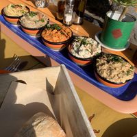Platter with house dips at Tranquilo in Santorini