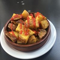 Patatas bravas (sin mayonesa!)  at El Embaucador in Logrono