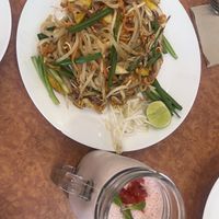 Pad Thai and mylk shake which  at Ubuntu Eat in Phuket