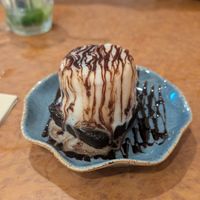 Brownie with coconut ice cream at Ubuntu Eat in Phuket