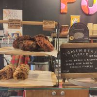 Savouries and vegan cheese on sale at Puck & Pollen in Sheffield