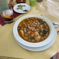 Chickpeas, boletus, spinach and potato stew  at El Ventorillero in Jimena De La Frontera