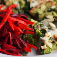 Green Veggie Pizza! Our Organic, Marinated Green Veggies including: Kale, Zucchini, Celery, Broccoli, Brussels Sprouts, and Bell Peppers on a Traditional Crust with Creamy Tangy Avocado Base and 3-cheese blend!  at Sprouts Cafe in Gastonia