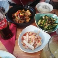 Kimchi + Cucumber Salad + something else delicious at Kamala Vegan in Berlin