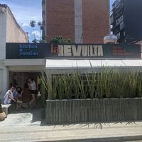 Outside of La Revuelta at La Revuelta in Medellin