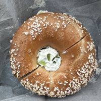 Toasted salt with tofu scallion #Veganuary at Bagel Boss in Yaphank