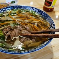 Delicious pho at Hem Vegan in Hanoi