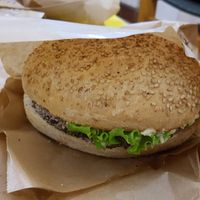 Mushroom burger at Universo Vegano in Rome