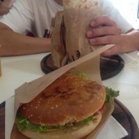 Vegan hamburger  at Universo Vegano in Rome